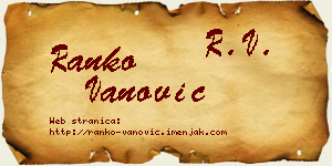 Ranko Vanović vizit kartica